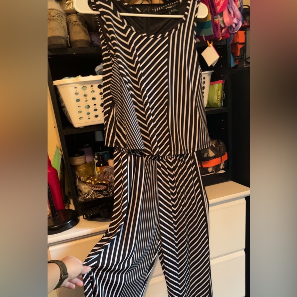 NWT Robert Louis B/W Striped Jumpsuit